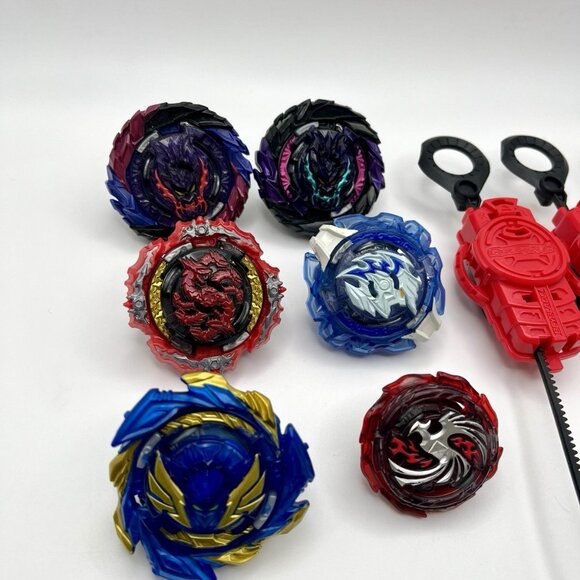 Authentic Hasbro Beyblade Burst Turbo Lot Phoenix, Valtryek, Luinor + Launchers - Picture 2 of 11